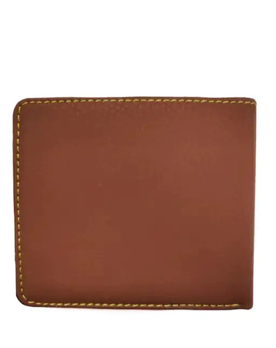 Boxer Brown Wallet - Leather 10x10 cm Brown Color Two Fold Design with Non-Detachable Flap 3 Card Holders Coin Pocket Slip Pockets