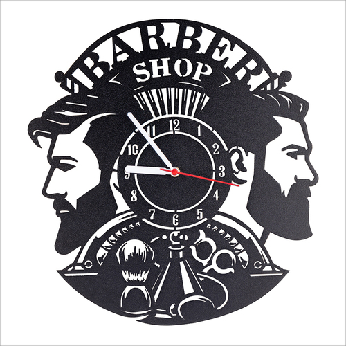 Black Barber Shop Metal Wall Clock
