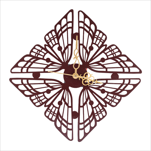 Brown Butterfly Metal Wall Clock