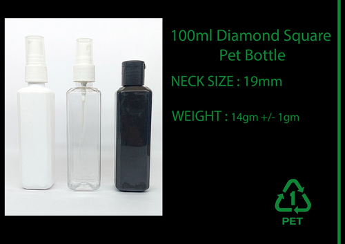 100ml diamond square pet bottle