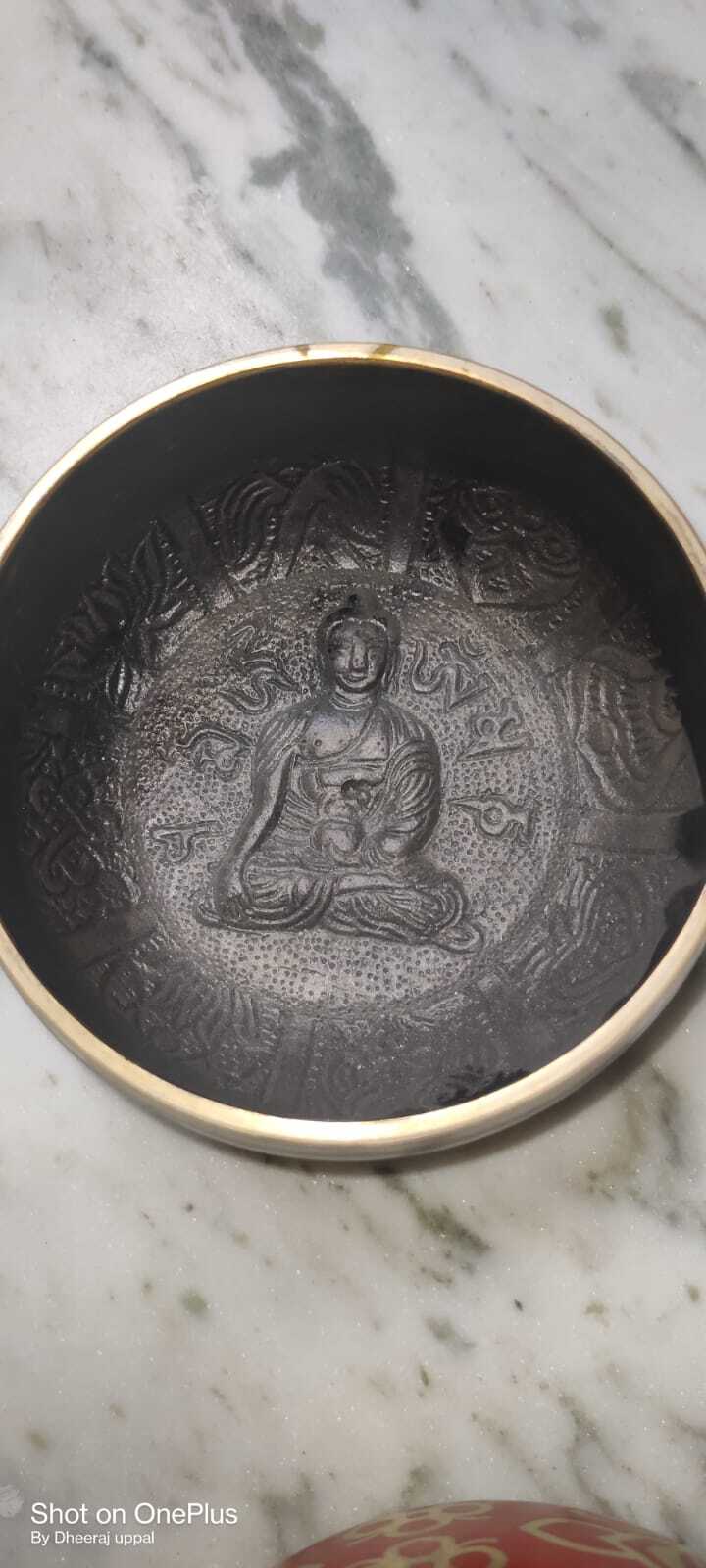 Singing Bowl with  Antique Buddha Design engraved