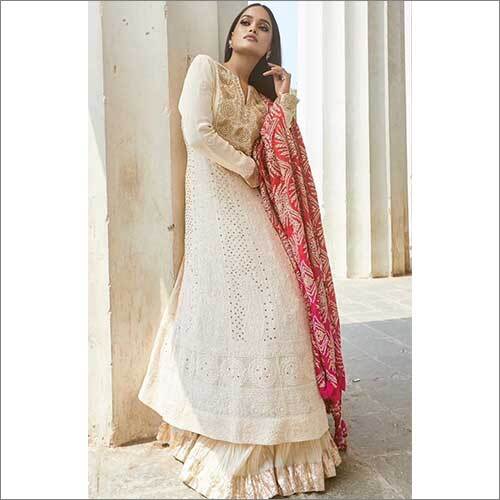 Georgette Embroidered Traditional Ladies Suits, White at best price in  Samastipur