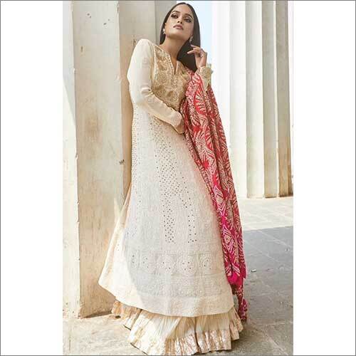 Pure Georgette Chikankari Anarkali Suit