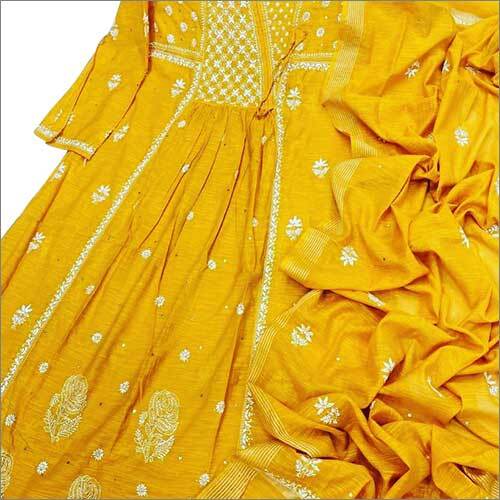 Yellow Chanderi Silk Suit