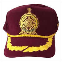 Regimental Caps - Cotton, Free Size, Maroon Color | Unisex Design With Ashoka Chakra Logo And Braided Yellow String