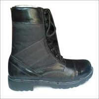 Long Combat Boots - Leather, Unisex, Black | Anti Wrinkle, Lace Shoes, Ideal for All Seasons, Enhanced Leg Protection