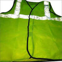 Reflective Jacket - Polyester Material, Free Size, Green & Black Color, Sleeveless Design | Washable, High Visibility, Durable & Lightweight
