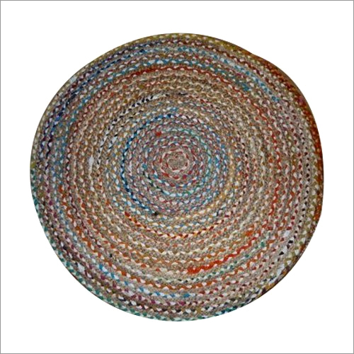 Round Multicolor Jute Carpet
