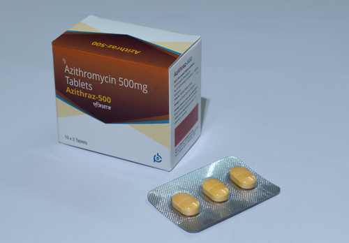 AZITHRAZ-500 TAB - Azithromycin 500mg, Orange Tablet | Antibacterial Action, Convenient Blister Pack, Effective Oral Dosage, Wide Spectrum