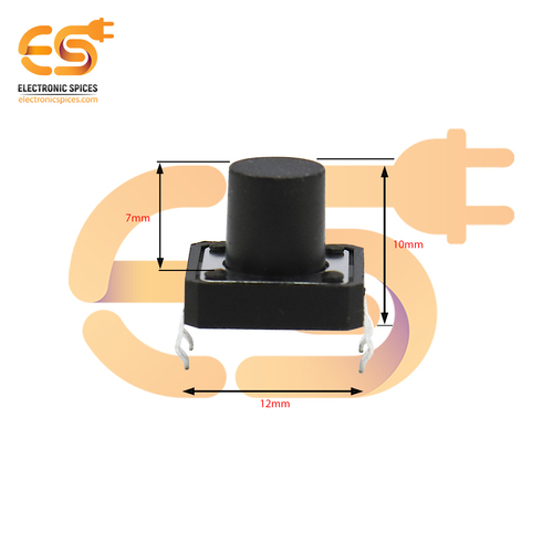 12x12x10mm Black color tactile momentary push button switch