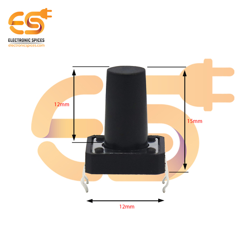 12 x 12 x 15mm Black color tactile momentary push button switch