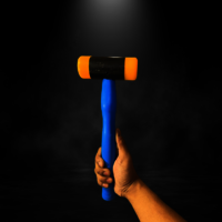 Nylon Hammer With Fiber Handle - 35x10x35 Cm, Orange Tips & Blue Handle, 450g Lightweight | Mould & Abrasion Resistant, Soft Faced Tool For General Purpose Machining