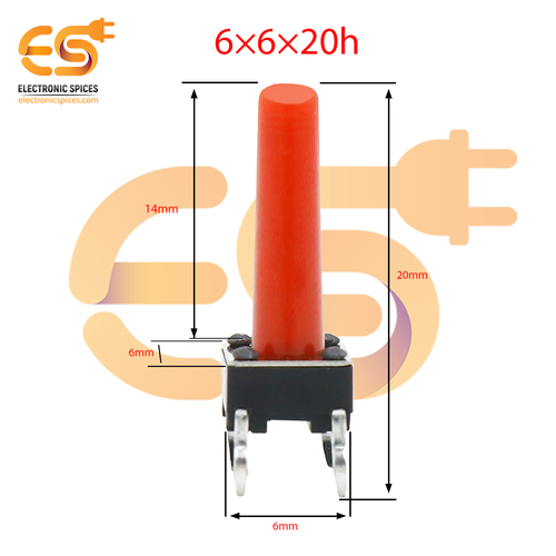 6 x 6 x 20mm Red color tactile momentary push button switches