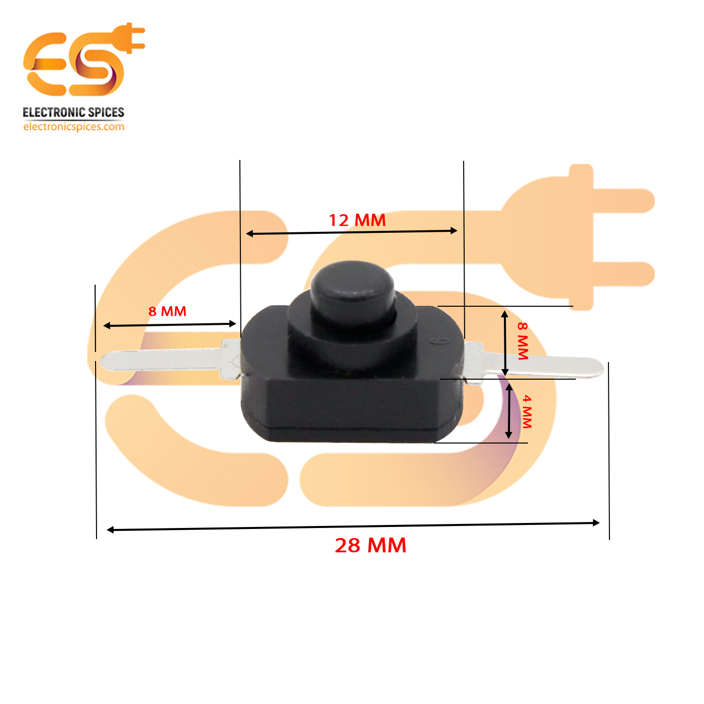 Black color 1208YD 8mm metal plate 1A 30V SPST self locking tactile switch