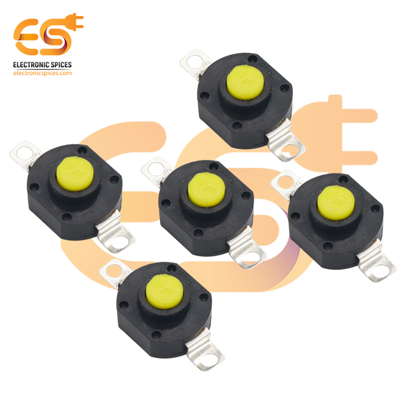 Yellow and black color 1412YD 5mm metal plate 1A 30V SPST self locking tactile switch
