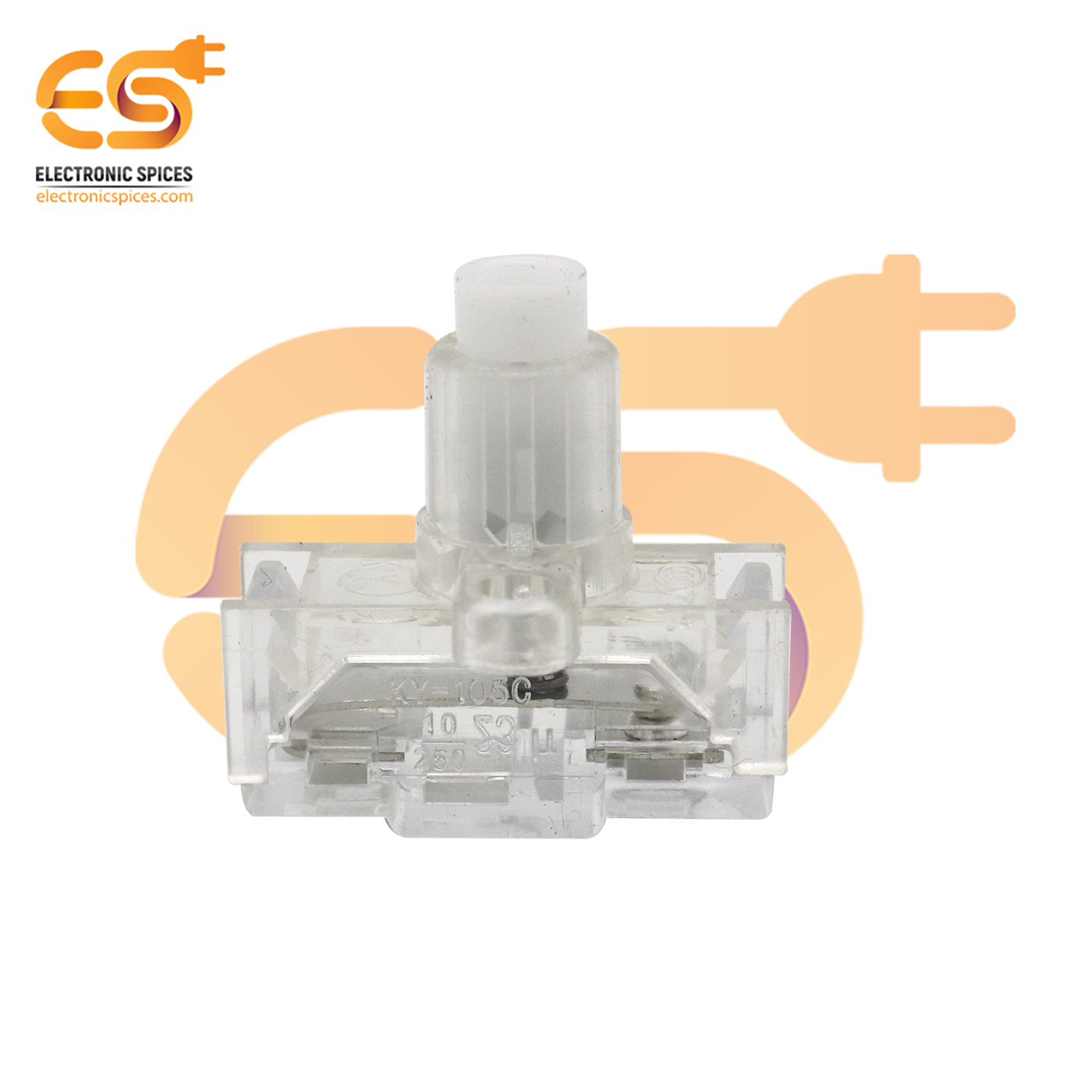 KY105C transparent 6mm metal plate 10A 250V SPST self locking tactile switch
