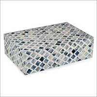 White-blue Indian Handmade Bone Inlay Box