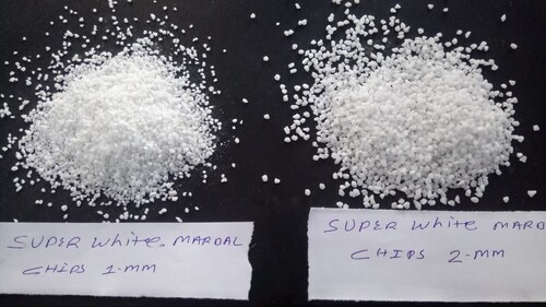 Supper white granular water wash dust free marble chips bulk quantity supply in India with different  customized size