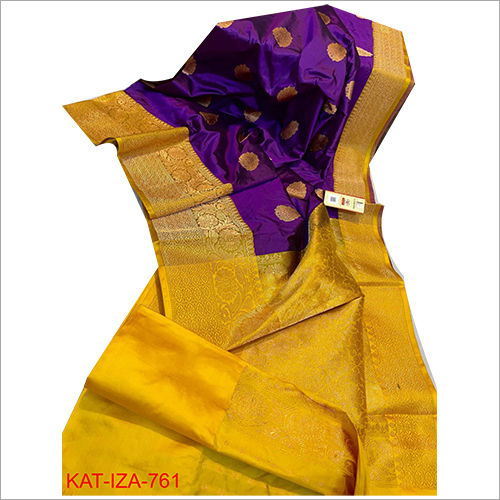 Purple-Golden (Different Color & Designs Available) Ladies Pure Handloom Banarasi Katan Sarees