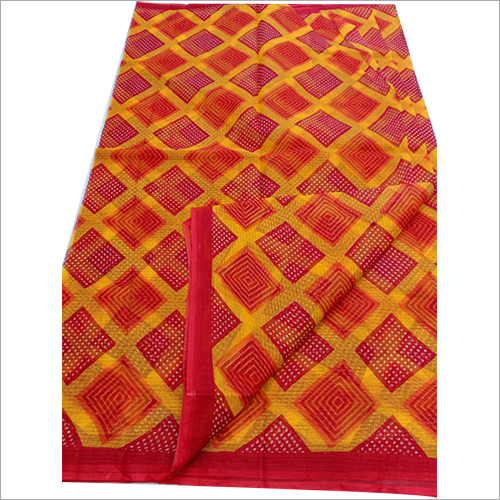 Red-Yellow (Different Color & Designs Available) Ladies Pure Kota Printed Cotton Sarees