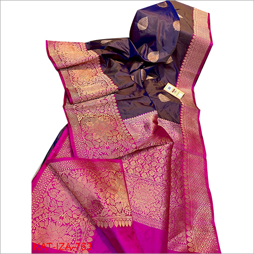 Purple-Golden (Different Color & Designs Available) Ladies 100% Silk Sarees