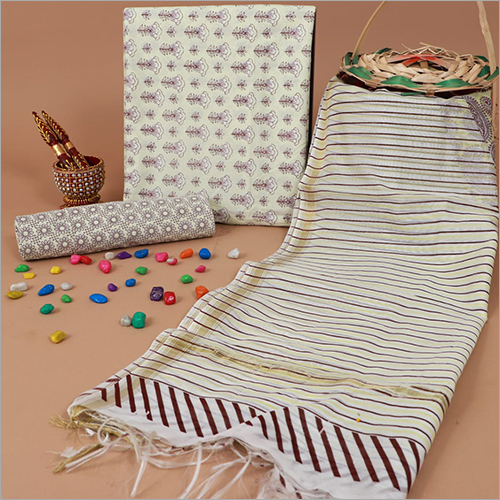 Different Color & Design Available Ladies 100% Cotton Suit With Dupatta