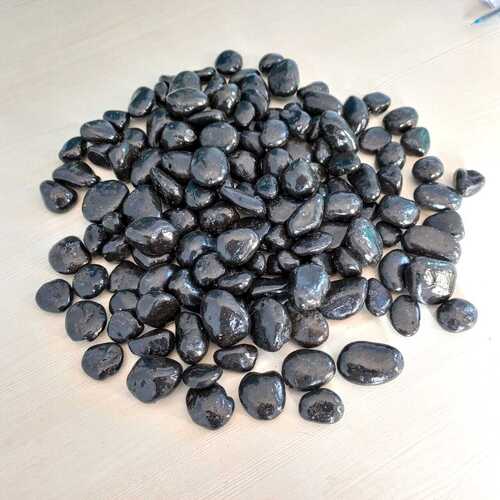 Natural jet black round polished agate stone pebbles for landscaping