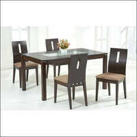 Wooden Base Glass Dining Table Set