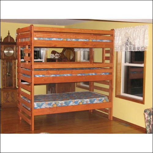 Wood Triple Layer Wooden Bunk Bed