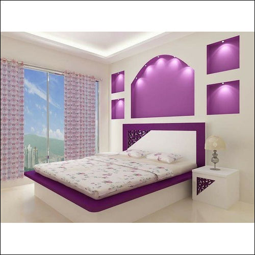 Interior Decorators - Wood and Gypsum Materials, Customizable Dimensions | Modern Style, Purple Color, LED Lighting, Matte Finish