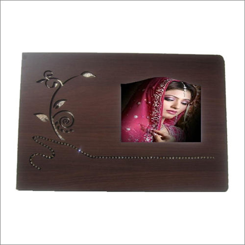 Brown Wooden Wedding Album Cover