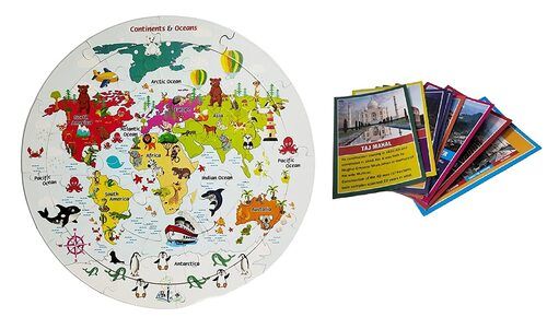 Multicolor Ocean And Continents Map Jigsaw Puzzle