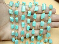 Nugget Cube Chips Amazonite Connector Chain - Natural Amazonite Assorted Size Beads