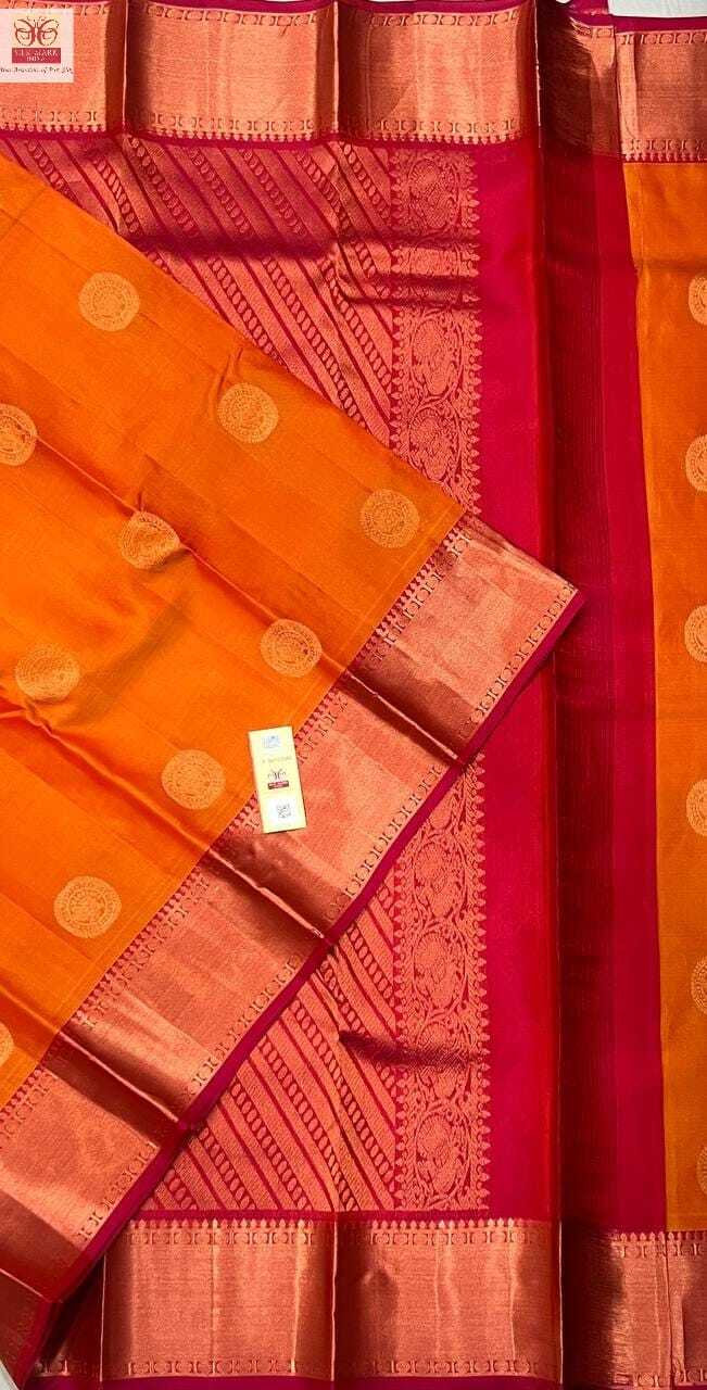 new gold and copper jarie bridal wear silk saree