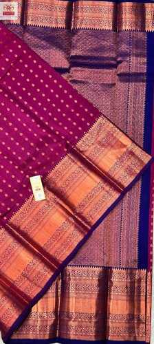 pure kanjivaram gold and copper jarie silk saree
