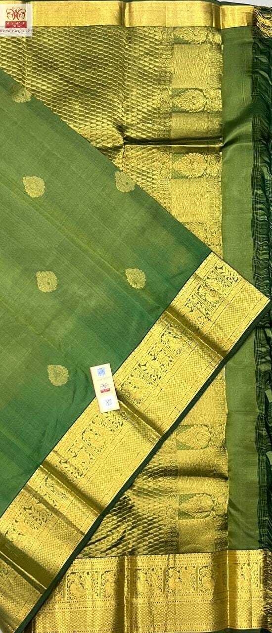 pure kanjivaram gold and copper jarie silk saree