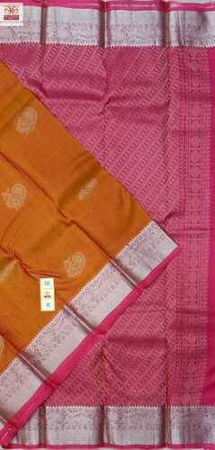 Pure kanjivaram soft gold and copper jarie saree