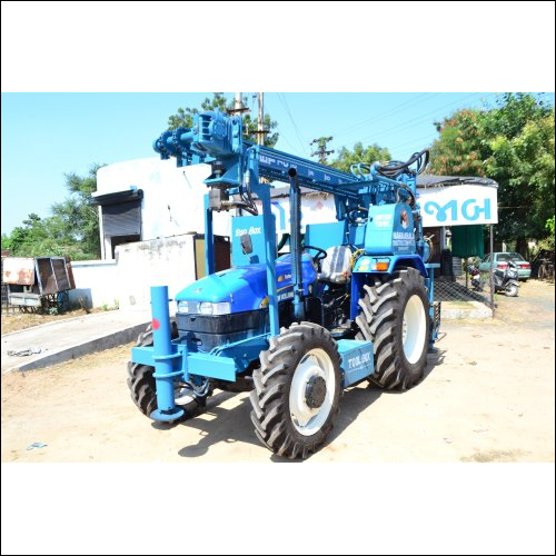 Blue Tractor Mounted Solar Piling Rig
