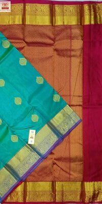 pure kanjivaram soft silk copper and gold jarie silk saree