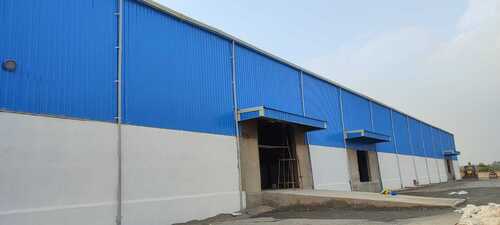 Pre Engineered Factory Building - Steel Material, White-Yellow Color | Ideal for Plant, Warehouse, Easy Transport & Quick Assembly