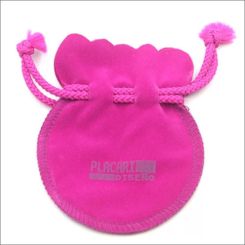 Round Bottom Velvet Jewellry Pouch With Drawing String Design: Customized