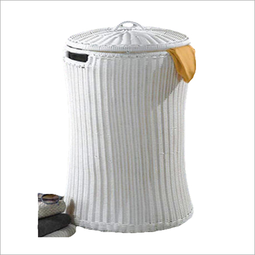 White Carry Bird Wicker Laundry Basket
