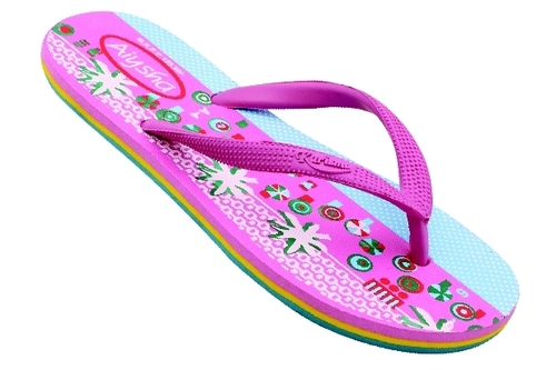 Ladies printed pink slippers