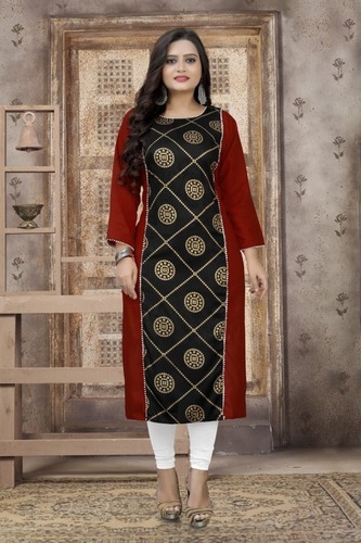 rayon kurti with gold