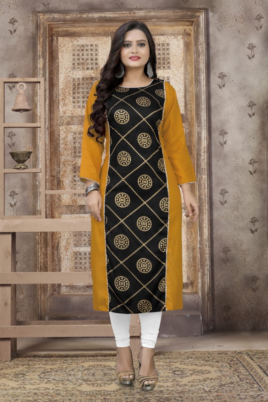 rayon kurti with gold