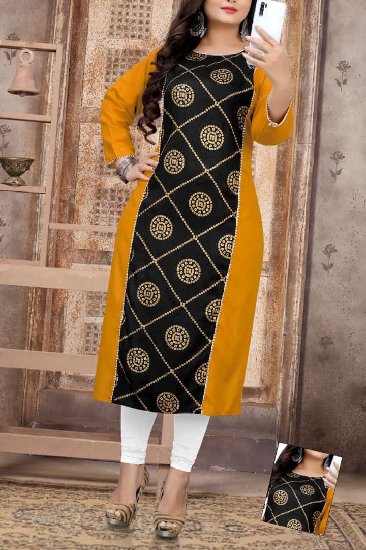 rayon kurti with gold