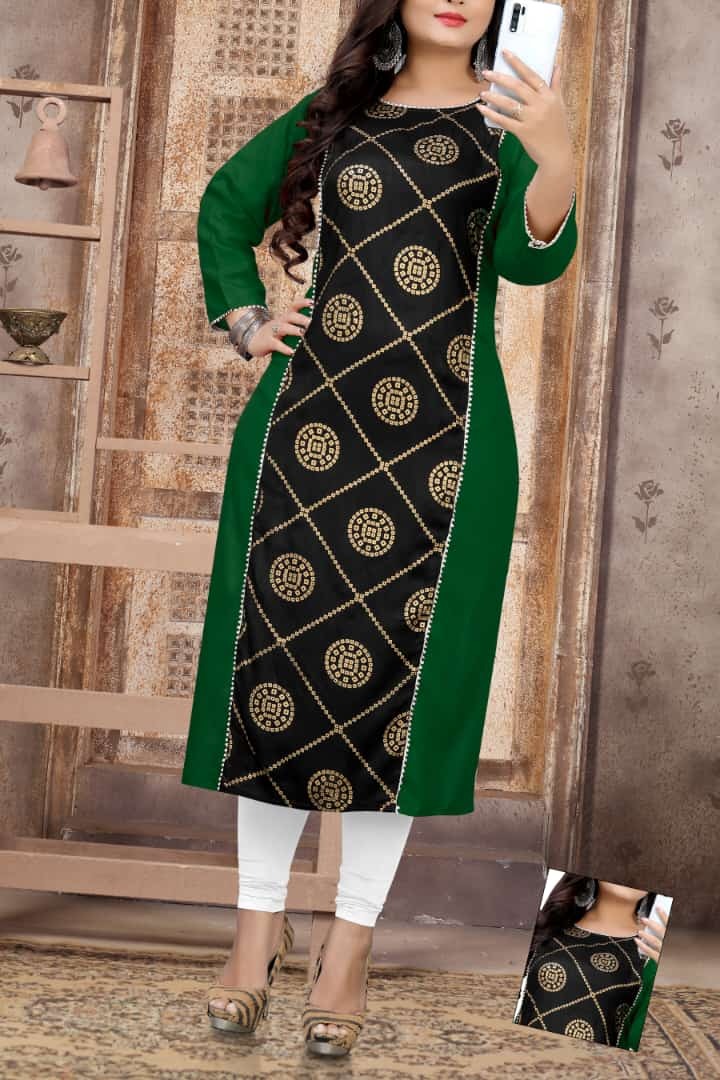 rayon kurti with gold