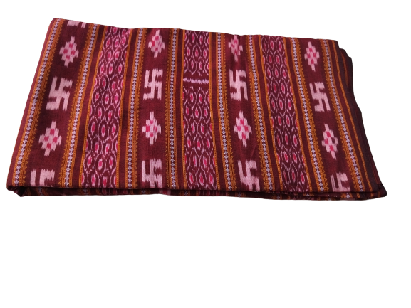 GHL GUENDICHA HAAT Sambalpuri Certified Handloom Cotton Fabric (Swastik design))