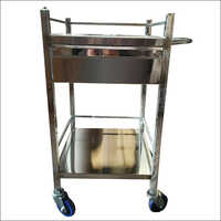 ECG Trolley - Stainless Steel, 18x18x30 Inches, Silver Color | Durable Design with Rails for Hospitals, Clinics, and ECG Rooms