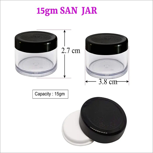15 GM San Jar - Plastic, 2.7 cm Length, Transparent Color | Rigid San Jar Design for Versatile Storage Solutions